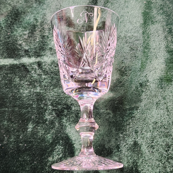 EDINBURGH CRYSTAL STAR OF EDINBURGH CLARET WINE GLASS MONOGRAM "N" STEMMED WATER - Picture 3 of 7